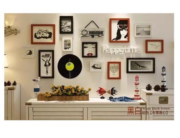Set Marcos Foto Decorativo Pared 12 Piezas 2letreros 1vinilo-2