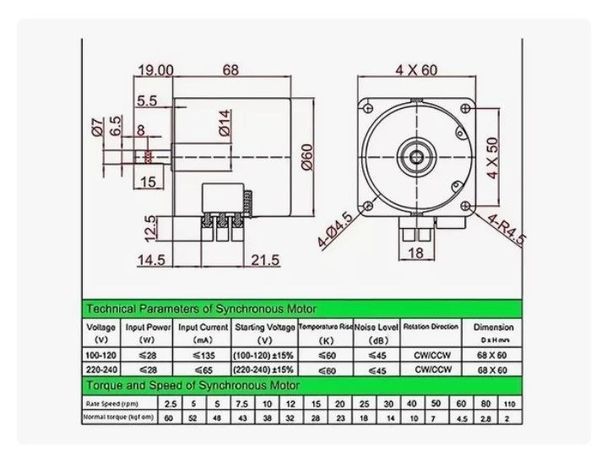 Motor Sincrono Asado Quincho Parrilla 60ktyz 14w 220v-6
