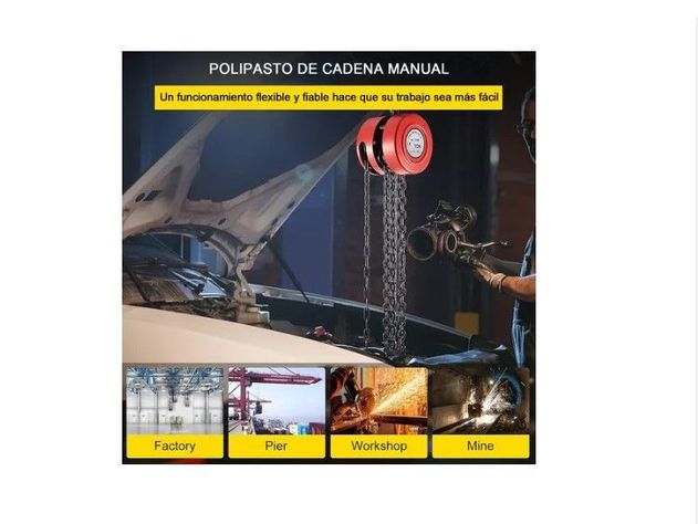 Tecle Polipasto Manual Con Cadena 1 Toneladas X3 Metros-4