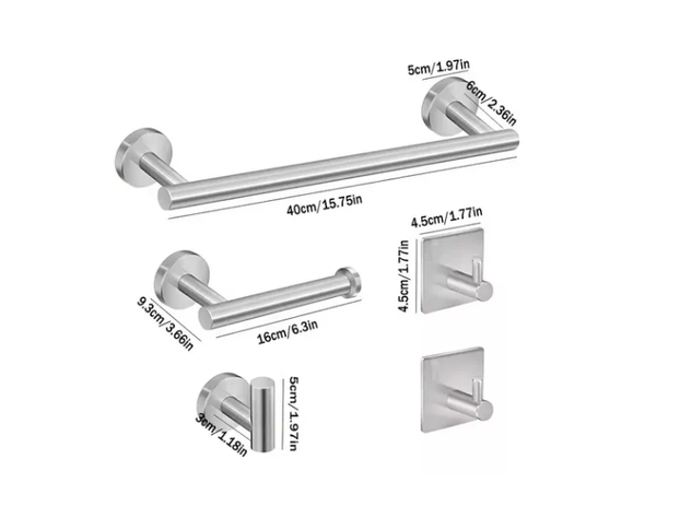 Set De 5 Accesorios De Baño Acero Inoxidable -1