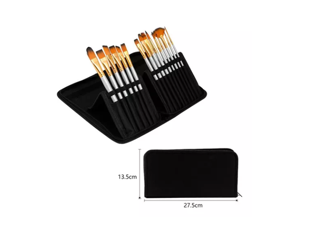 Set Pinceles 15 Piezas Pelo Sintético Acuarela -3