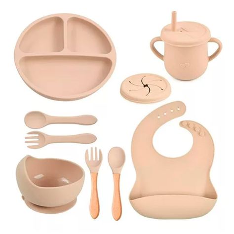 Set Alimentación Silicona Libre Bpa 9 Piezas Antideslizante-0
