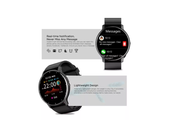 Smartwatch Genérica Zl02 Malla Negra De Silicona Y Bisel-1