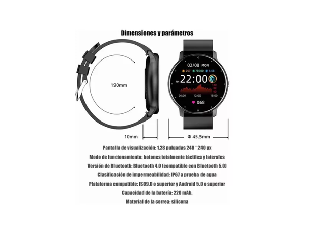 Smartwatch Genérica Zl02 Malla Negra De Silicona Y Bisel-2