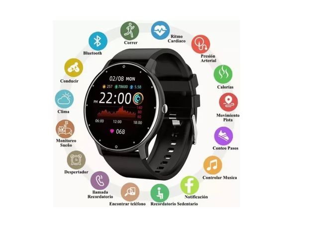 Smartwatch Genérica Zl02 Malla Negra De Silicona Y Bisel-4