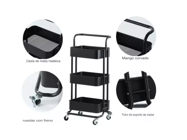 Carrito Organizador Almacenamiento 3 Niveles Con Ruedas-2