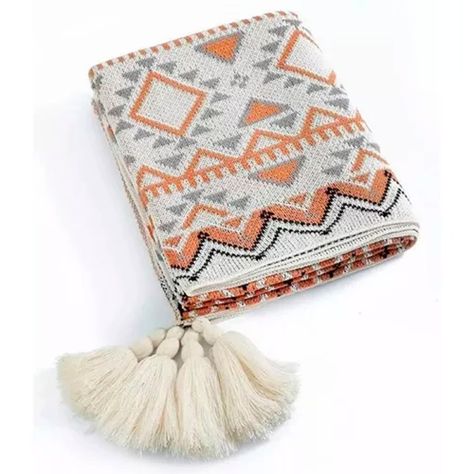 Manta Decorativa Tejida Para Sillon Piecera Cama Bohemia-0
