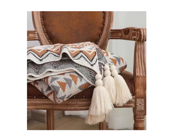 Manta Decorativa Tejida Para Sillon Piecera Cama Bohemia-2