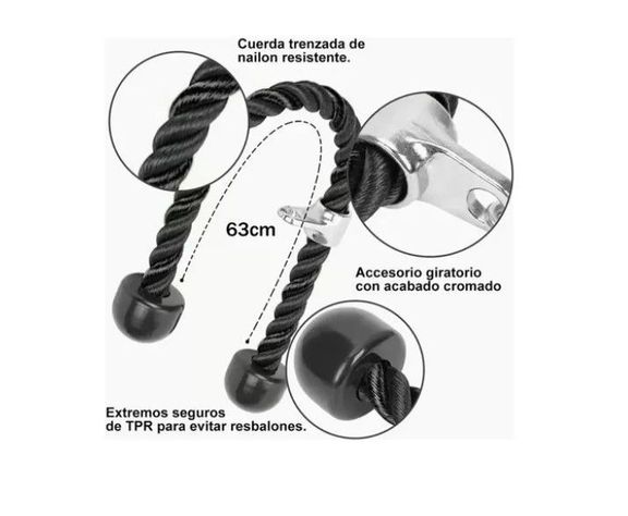 Cuerda Soga Para Triceps, Biceps Polea Mancuernas Fitness-4