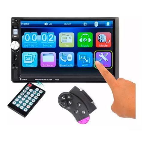 Radio Auto 2 Din Mirror Link Touch + Comando Volante-0