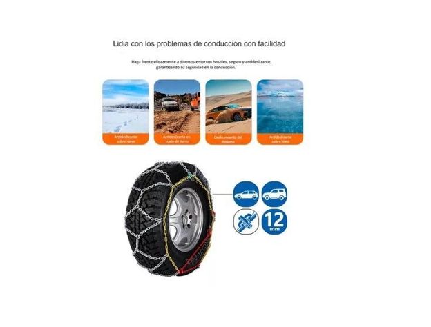 Cadena Para Nieve Barro Antideslizante Auto Par 12mm Kn-130 -2