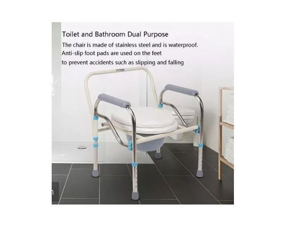 Baño Inodoro W.c Portátil Plegable Silla Ducha Color Blanco-3
