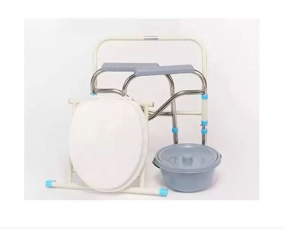 Baño Inodoro W.c Portátil Plegable Silla Ducha Color Blanco-6