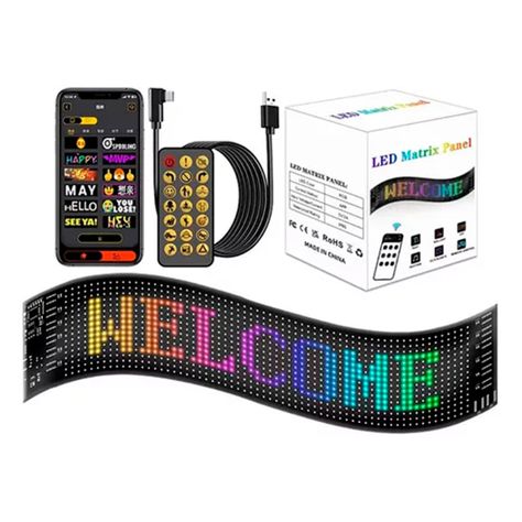 Letrero Led Matrix Flexible Rgb App Control Usb Auto 16x96-0