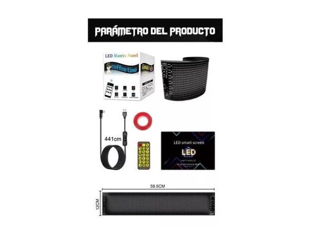 Letrero Led Matrix Flexible Rgb App Control Usb Auto 16x96-7