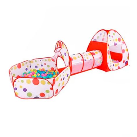 Carpa Piscina De Pelotas Con Tunel Castillo Niños Plegable-0