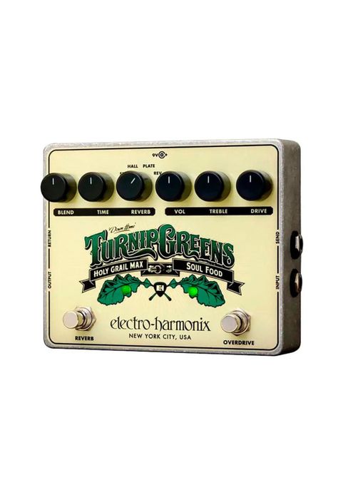 Pedal Efecto Guitarra ElectroHarmonix Overdrive/Reverb +Adaptador Corriente TURNIP GREENS-0