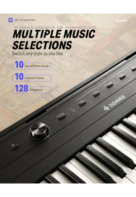 Piano Digital 88 Teclas Semi-Contrapesadas  Dep-45 Donner-6
