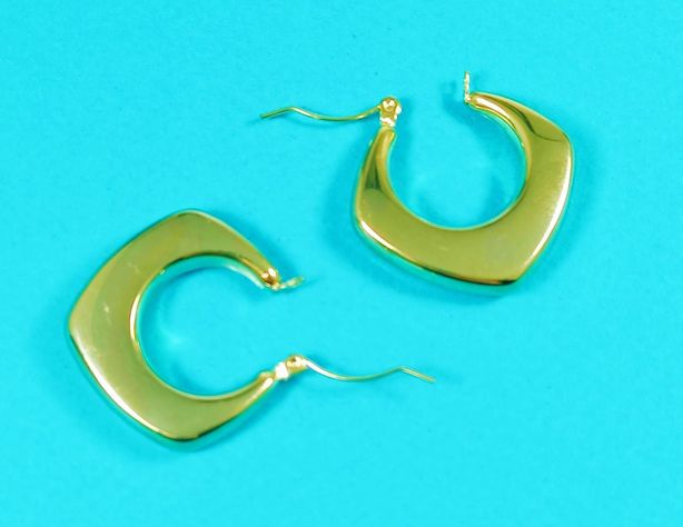 Aros Chunky rombo Minimalista Chapado En Oro-4