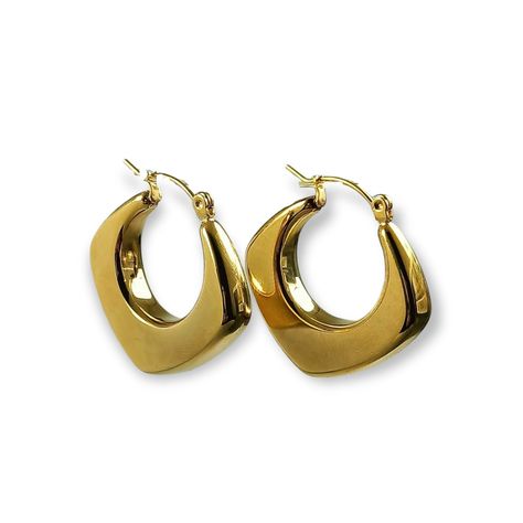 Aros Chunky rombo Minimalista Chapado En Oro-1