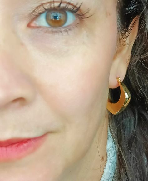 Aros Chunky rombo Minimalista Chapado En Oro-3