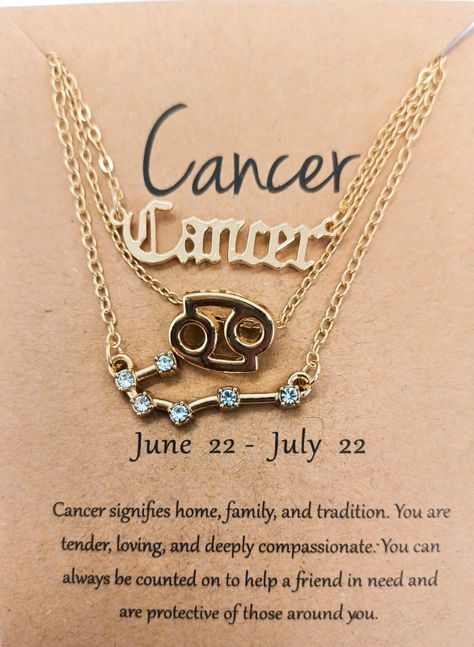 Collar Multicapa 3 En 1 Colgantes Zodiaco Cancer Constelaciones baño de oro-5