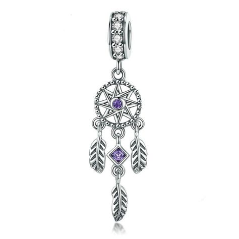 Charm dije abalorio atrapasueños pulsera o colgante lila -0
