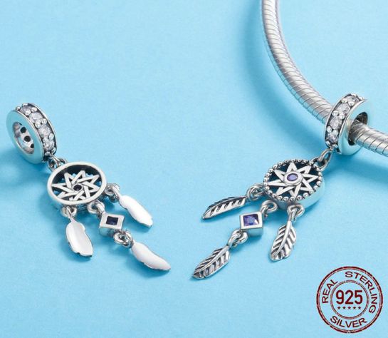Charm dije abalorio atrapasueños pulsera o colgante lila -2