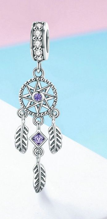 Charm dije abalorio atrapasueños pulsera o colgante lila -4