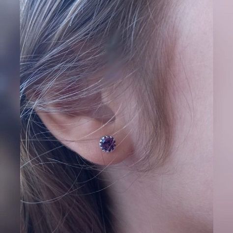 Pendientes Violeta puntos De luz 5mm Plata fina ley S925-1