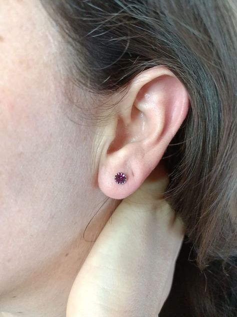 Pendientes Violeta puntos De luz 5mm Plata fina ley S925-7