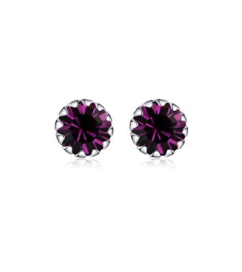 Pendientes Violeta puntos De luz 5mm Plata fina ley S925-0