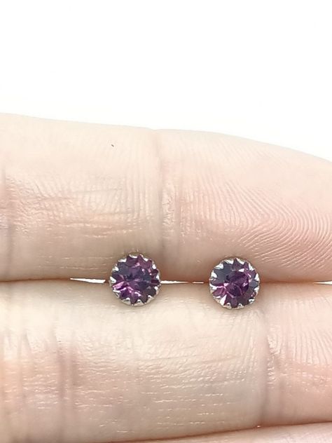 Pendientes Violeta puntos De luz 5mm Plata fina ley S925-6