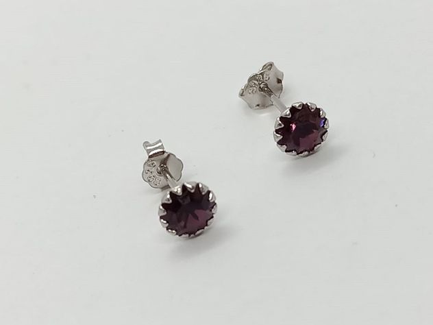 Pendientes Violeta puntos De luz 5mm Plata fina ley S925-2