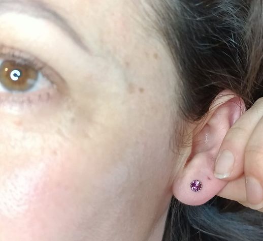 Pendientes Violeta puntos De luz 5mm Plata fina ley S925-4