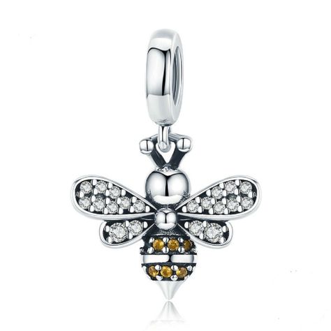 Charm dije abalorio abeja brillante plata 925 -0
