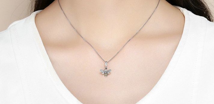 Charm dije abalorio abeja brillante plata 925 -2