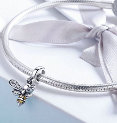 Charm dije abalorio abeja brillante plata 925 -3