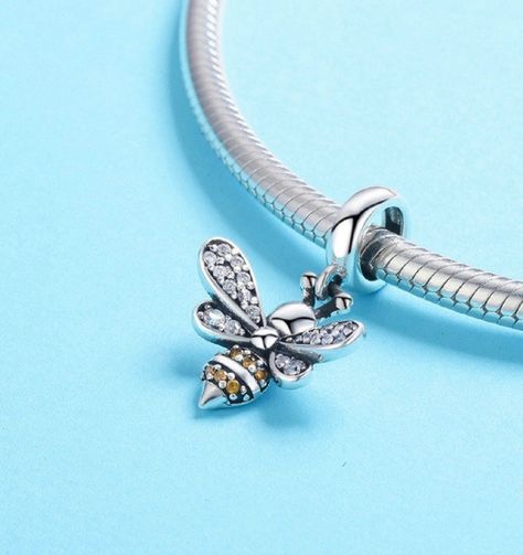 Charm dije abalorio abeja brillante plata 925 -4