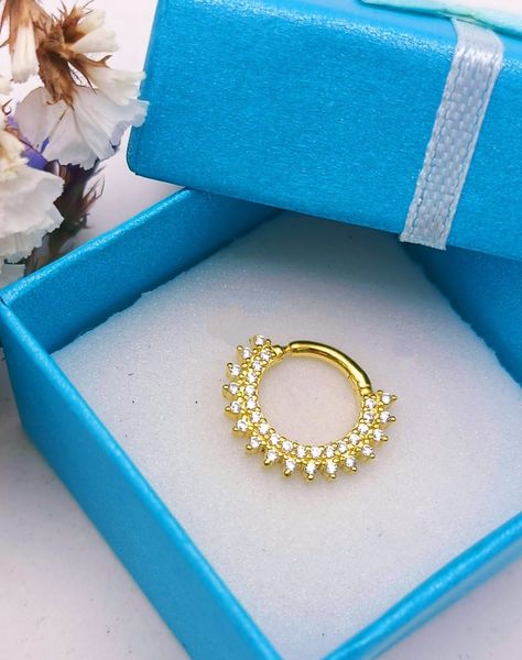 Piercing Septum Rising sun Plata fina ley S925 Chapada Oro-2