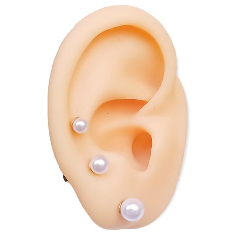 Pack De Aros Piercing Perlas Seguridad Chapadas En Oro 18k-1