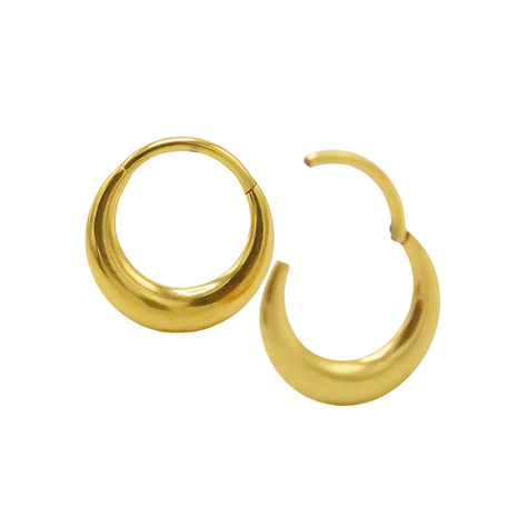 Argollas chicas clicker 16G chunky titanio astm f136 chapadas en oro -0