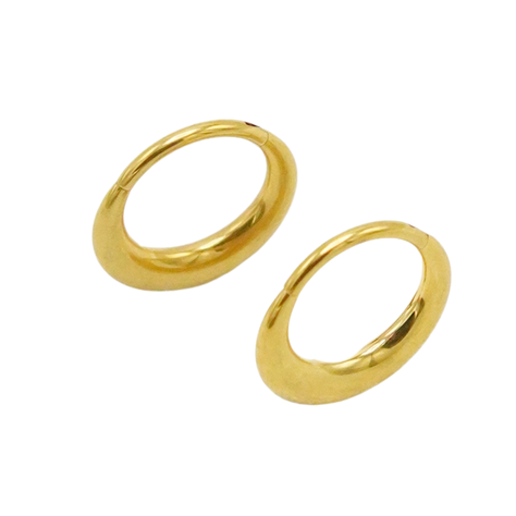 Argollas chicas clicker 16G chunky titanio astm f136 chapadas en oro -2