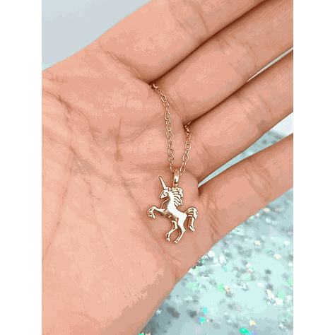 Colgante Unicornio Dorado baño de oro Niñas Mujeres-4