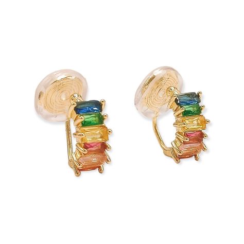 Aros Sin Perforacion Huggies Zirconia Cubicas Colores-1