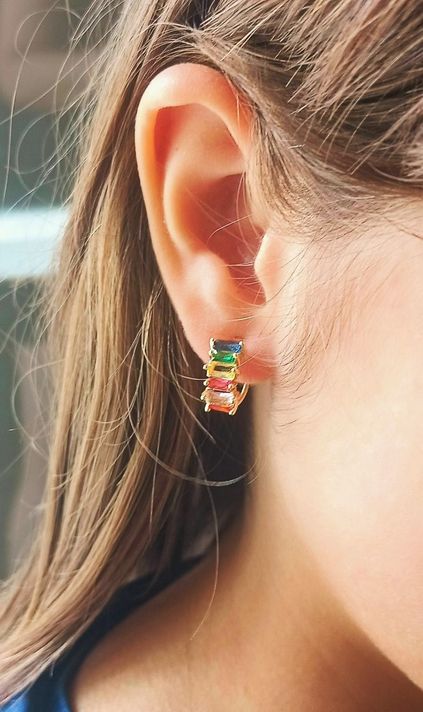 Aros Sin Perforacion Huggies Zirconia Cubicas Colores-5