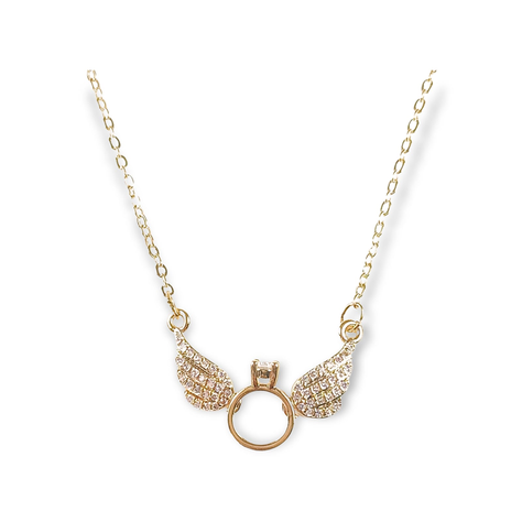 Colgante Alas Zirconiacon anillo Solitario Amor Circulo enchapado en oro 18kl-0