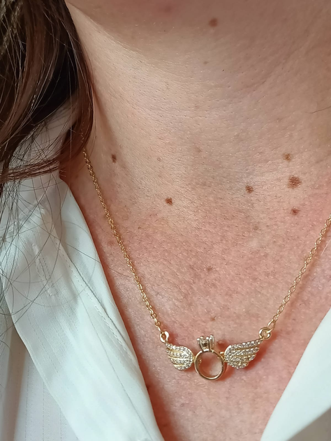 Colgante Alas Zirconiacon anillo Solitario Amor Circulo enchapado en oro 18kl-2