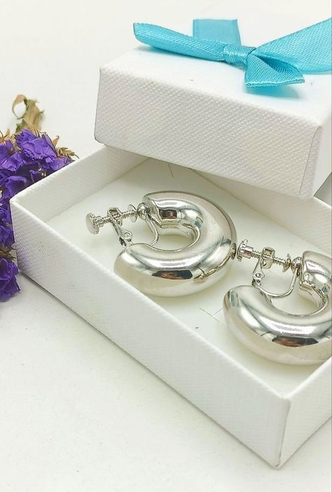 Aros Sin Perforacion Argollas Big Chunky Plateadas-1
