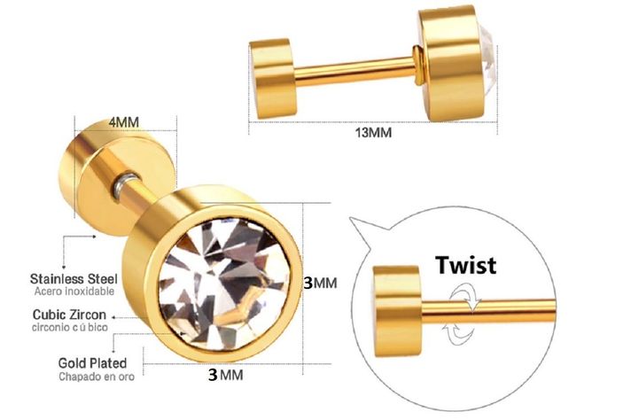 Punto de luz hipoalergénicos chapados en oro 7mm-2